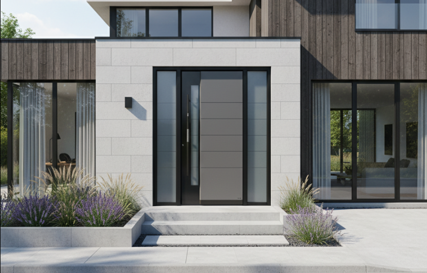 Contemporary and secure aluminium entrance door