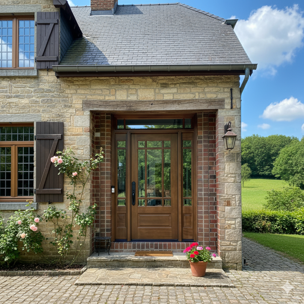 Noble and elegant wooden entrance door